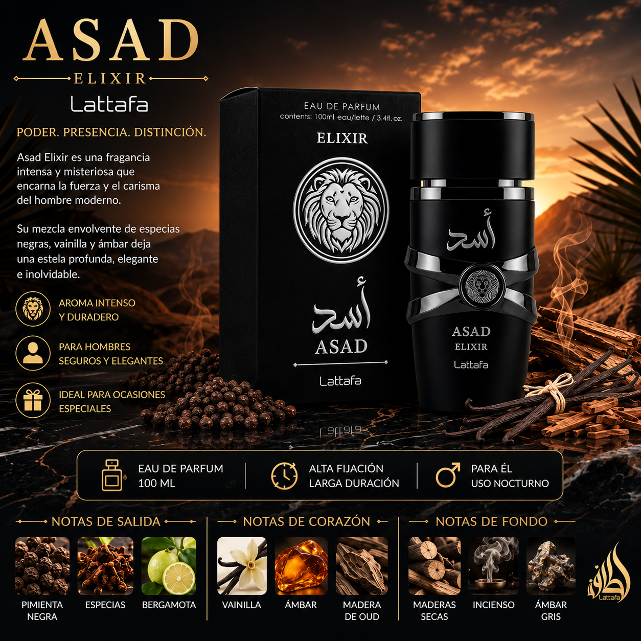 PERFUME LATTAFA ASAD ELIXIR CABALLERO 1.1 - Imagen 2