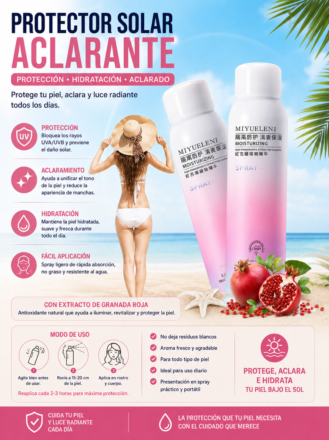 SPRAY PROTECTOR SOLAR ACLARANTE