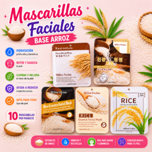 10 PACK MASCARILLA FACIAL BASE ARROZ