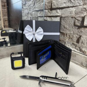 KIT REGALO CABALLERO (NAVAJA, LINTERNA Y CARTERA)