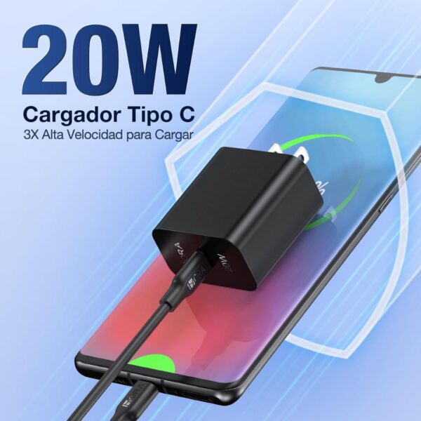 TURBO CARGADOR TIPO C A TIPO C 20W 1HORA - Imagen 2