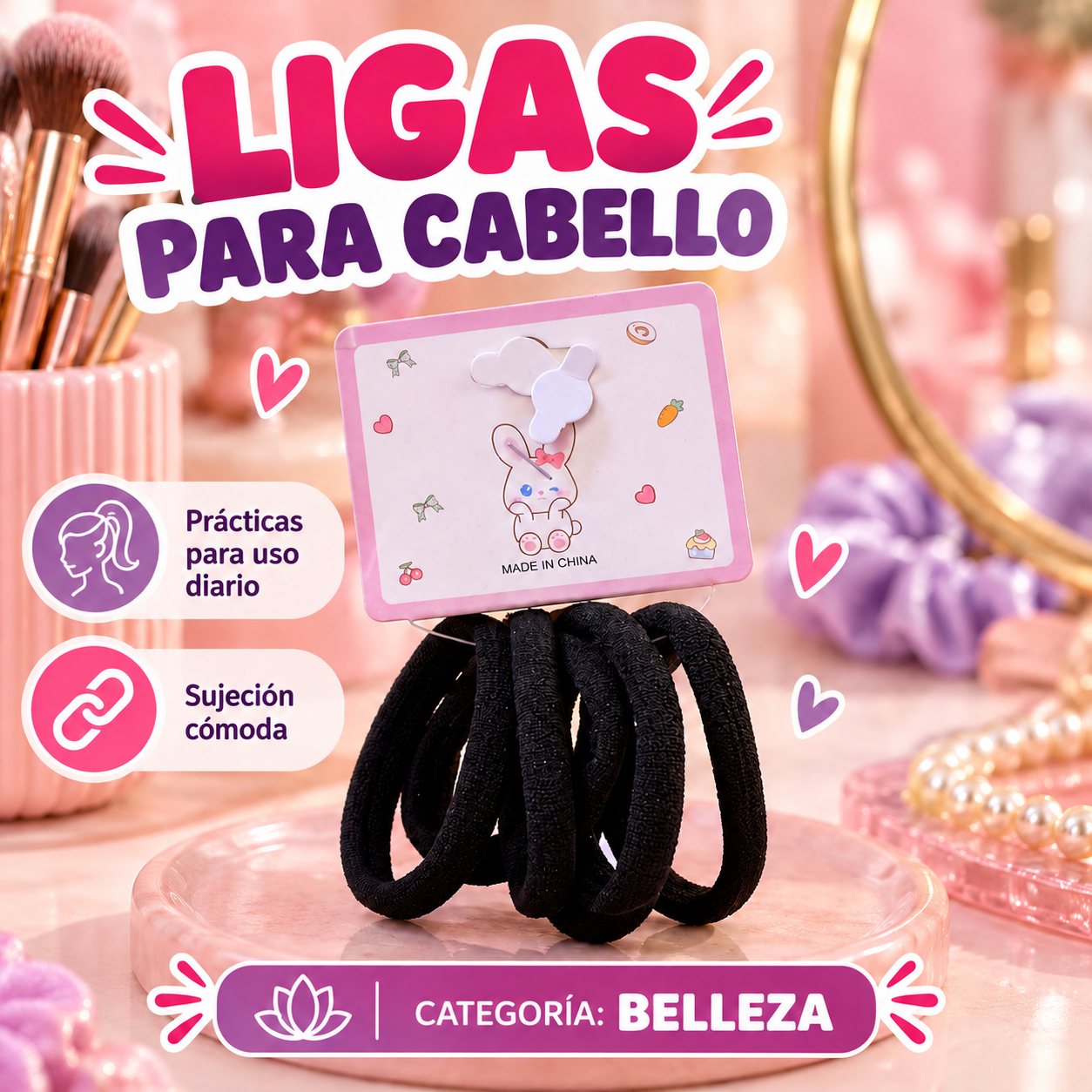 PAQUETE DE LIGAS PARA CABELLO