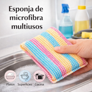 ESPONJA MULTIUSOS MICROFIBRA CUADRADA
