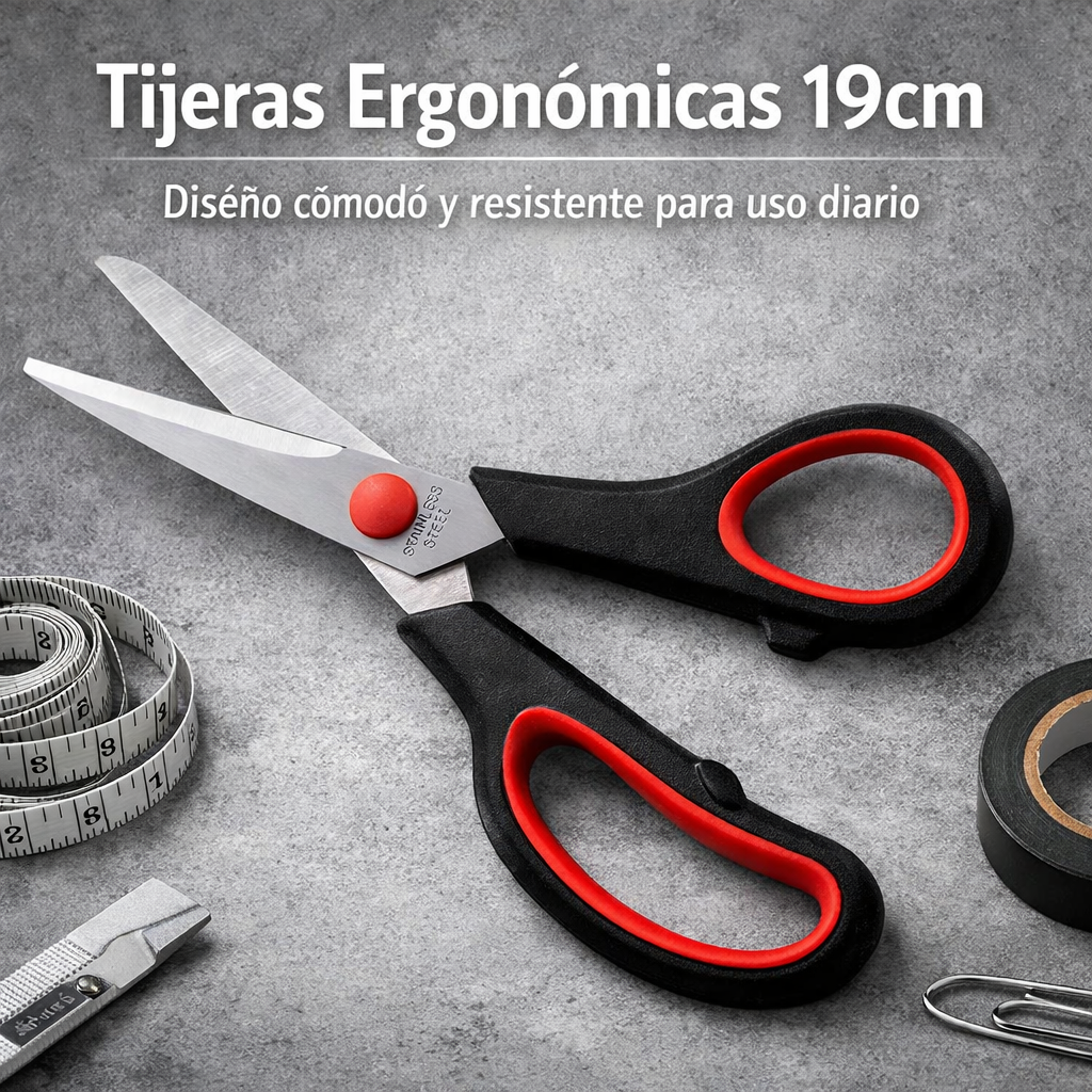 TIJERAS DE ACERO ERGONÓMICAS 19CMS - Imagen 2