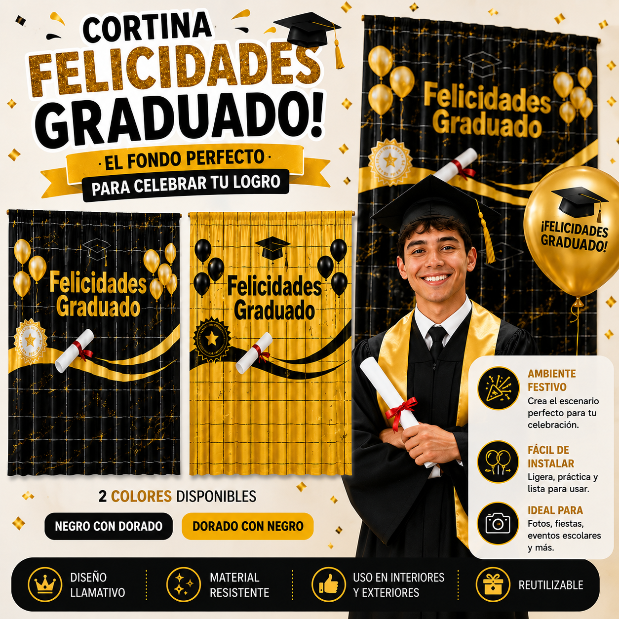 CORTINA GRADUACIÓN CUADROS
