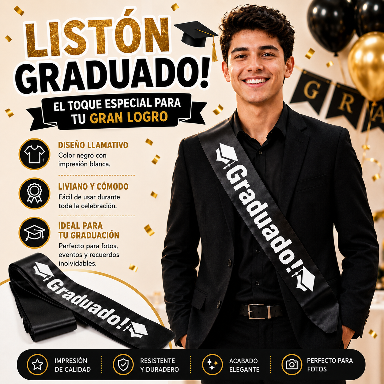 LISTÓN GRADUACIÓN NEGRO