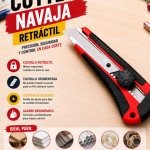 CUTTER NAVAJA EXACTO RETRACTIL 16CMS