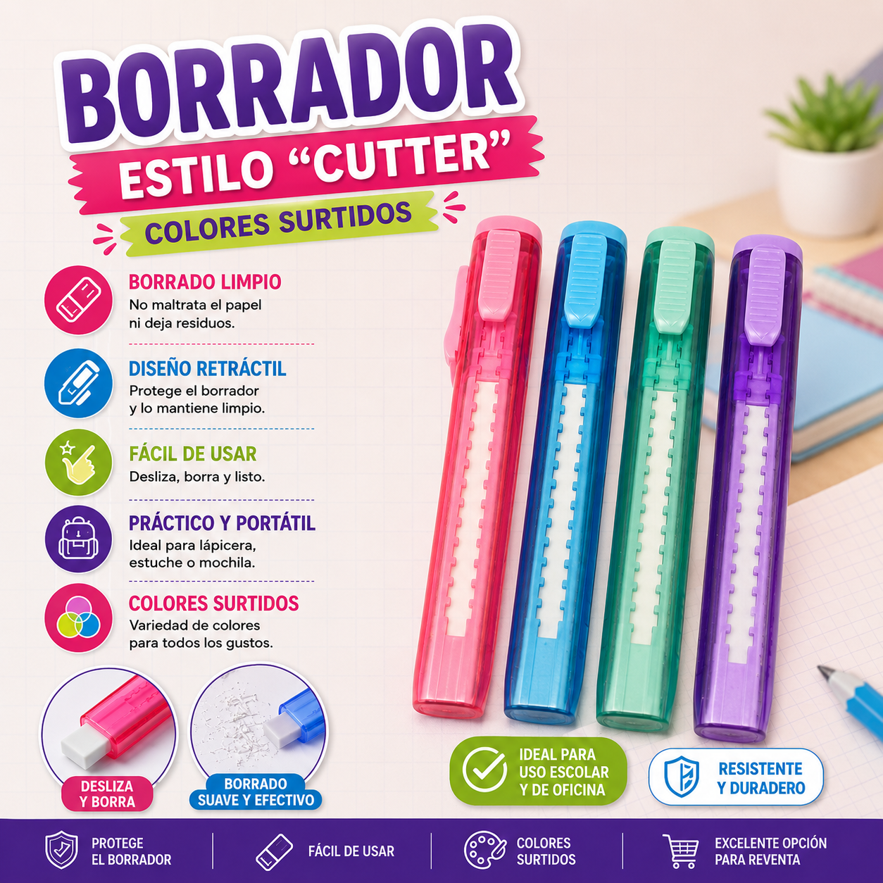 BORRADOR TIPO CUTTER ESCOLAR