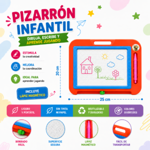 PIZARRÓN CON LAPIZ INFANTIL COLORES