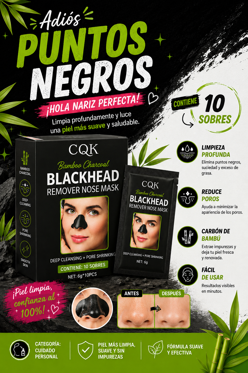 🖤 Mascarilla Removedora de Puntos Negros CQK 🖤