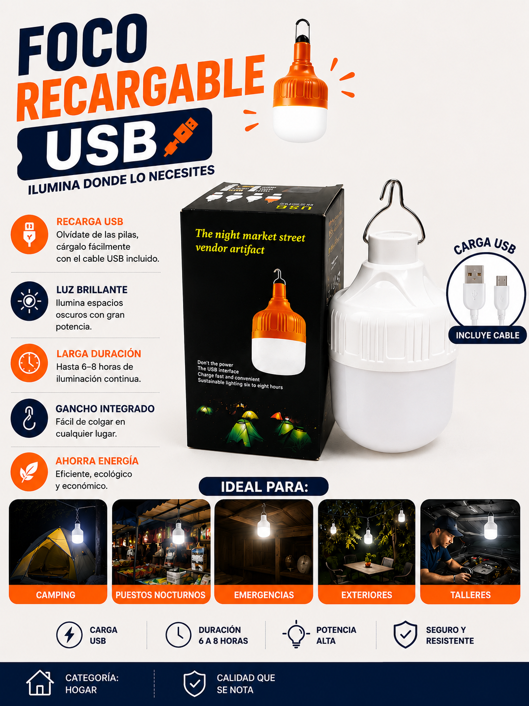 Foco Recargable USB