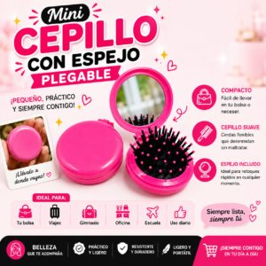 Mini Cepillo Con Espejo Plegable
