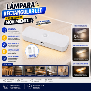 Lampara Rectangular Con Sensor De Movimiento