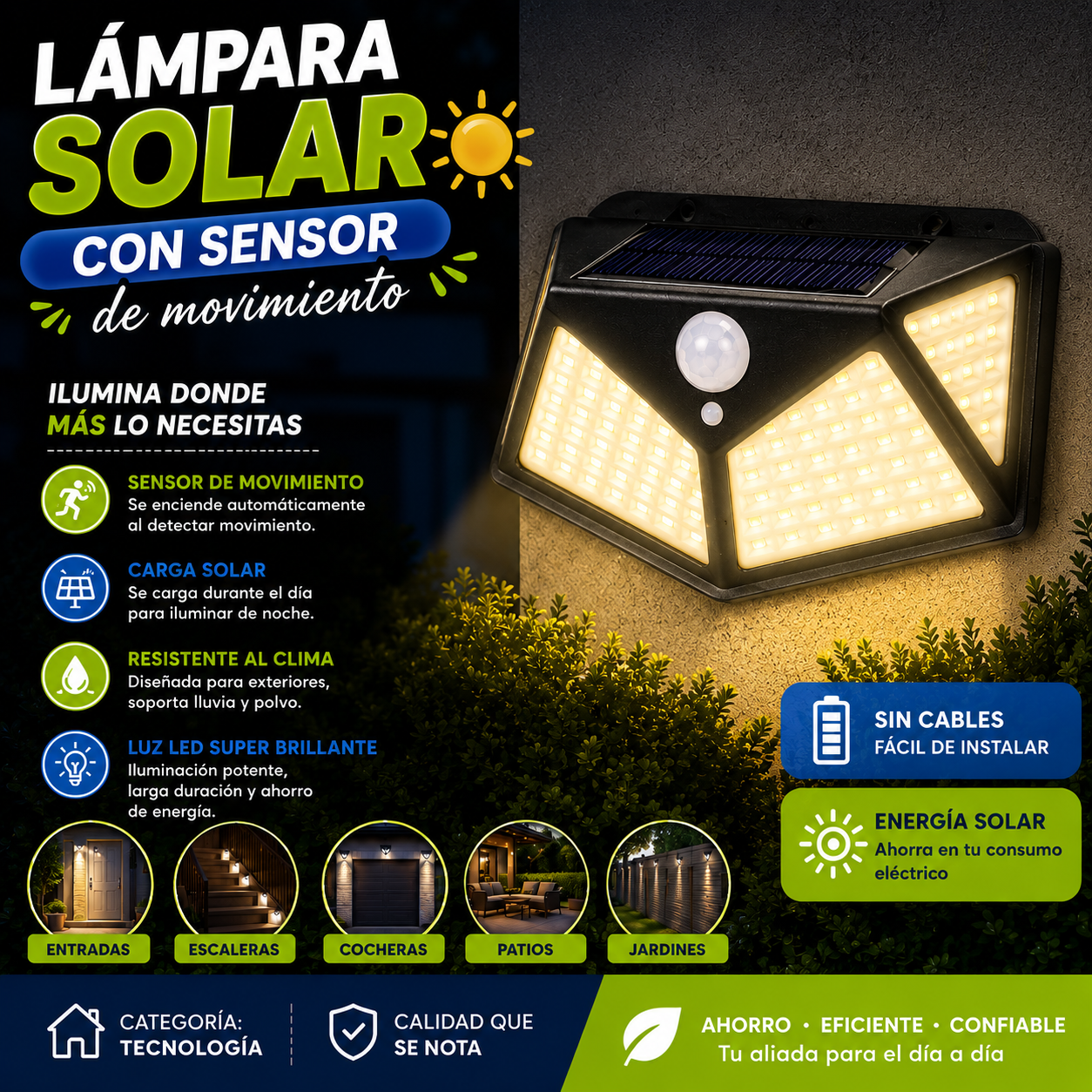 Lampara Solar Con Sensor De Movimiento
