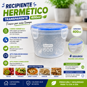 Recipiente Hermetico Transparente 400ML