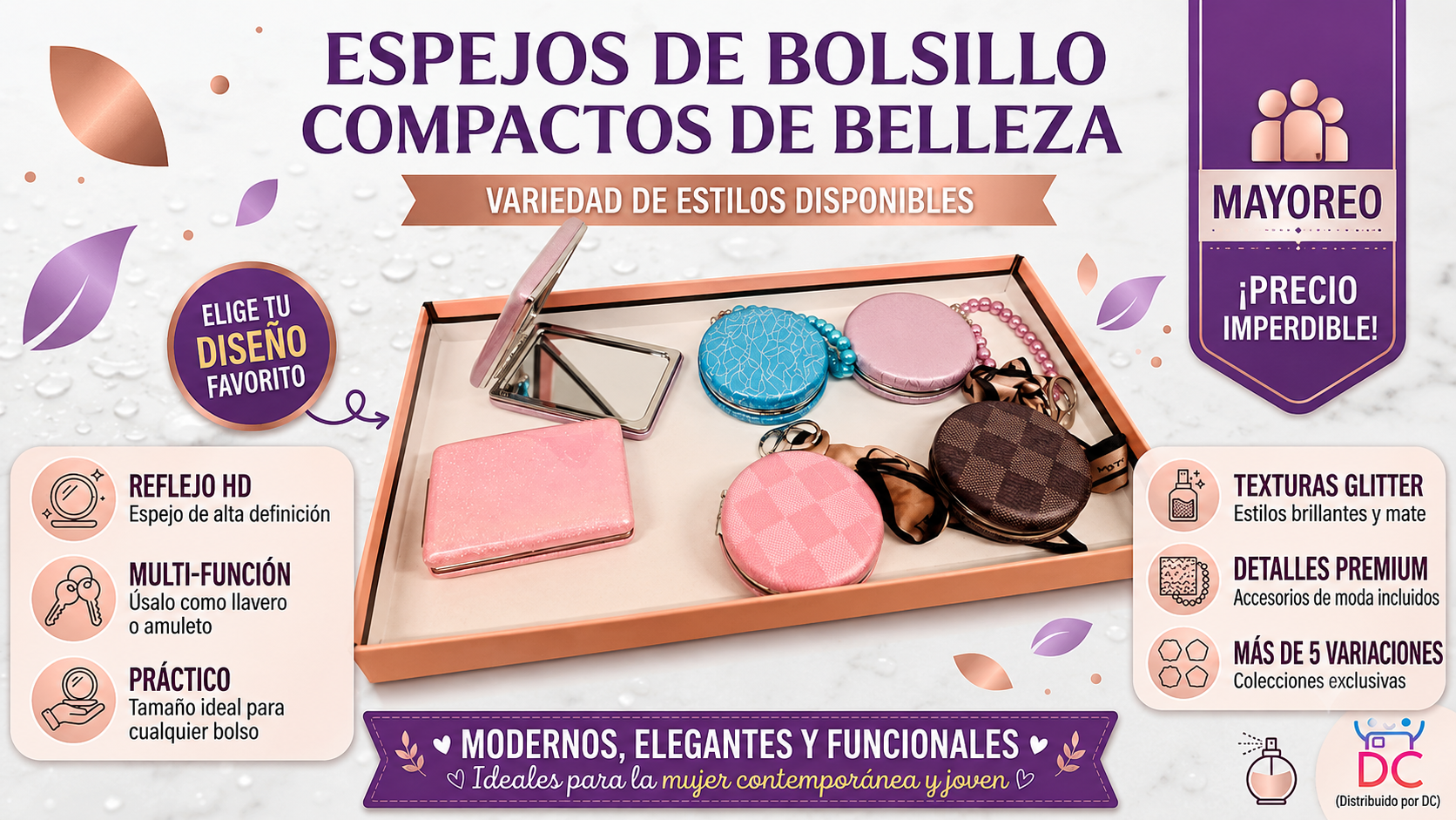 💖 Espejos de Bolsillo Variedad | Elegancia y practicidad en tus manos 🪞