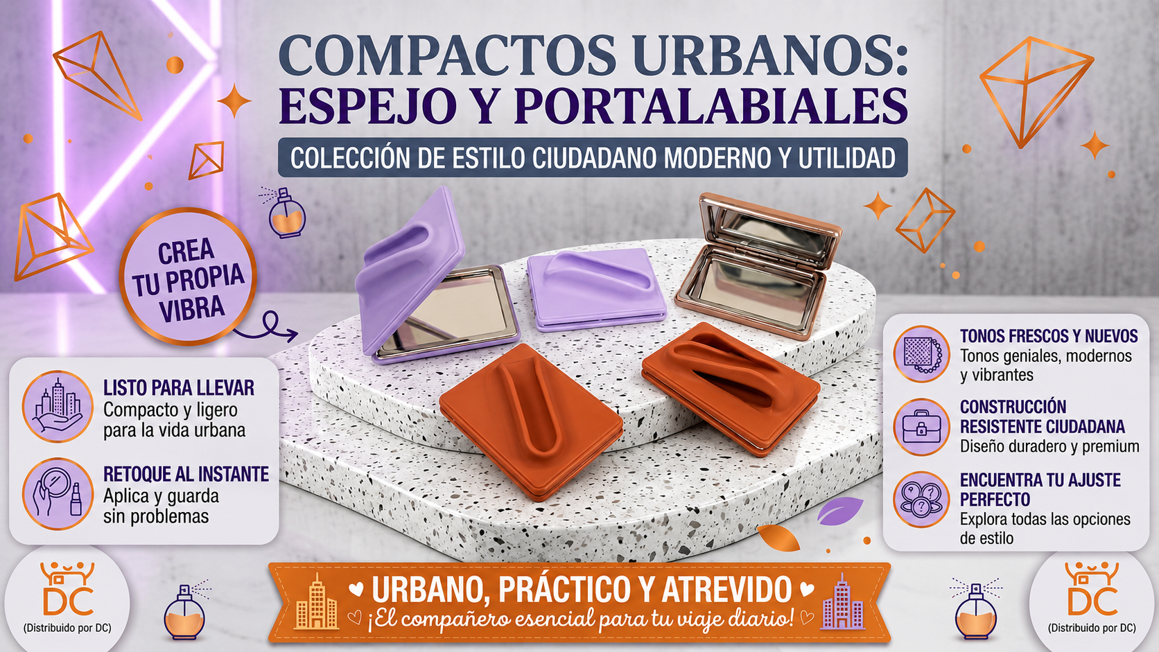 💄 Espejo Compacto con Porta Labial | Estilo y practicidad en un solo accesorio 🪞