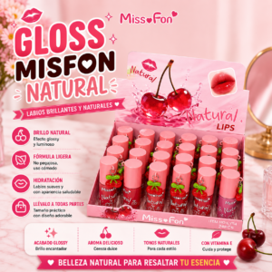 💖 Gloss Miss Fon Natural | Brillo, Hidratación y Color Natural 💖