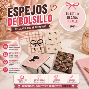 🪞 Espejo de Bolsillo Doble Económico | Compacto, Elegante y Práctico 🪞