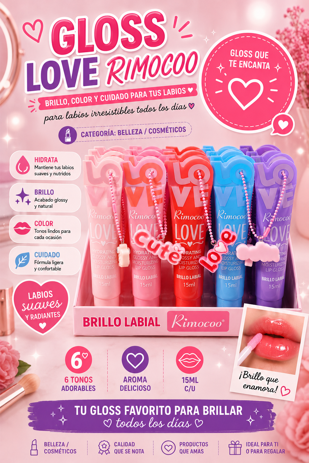 💖 Gloss Love Rimocoo | Brillo Labial Hidratante 💖