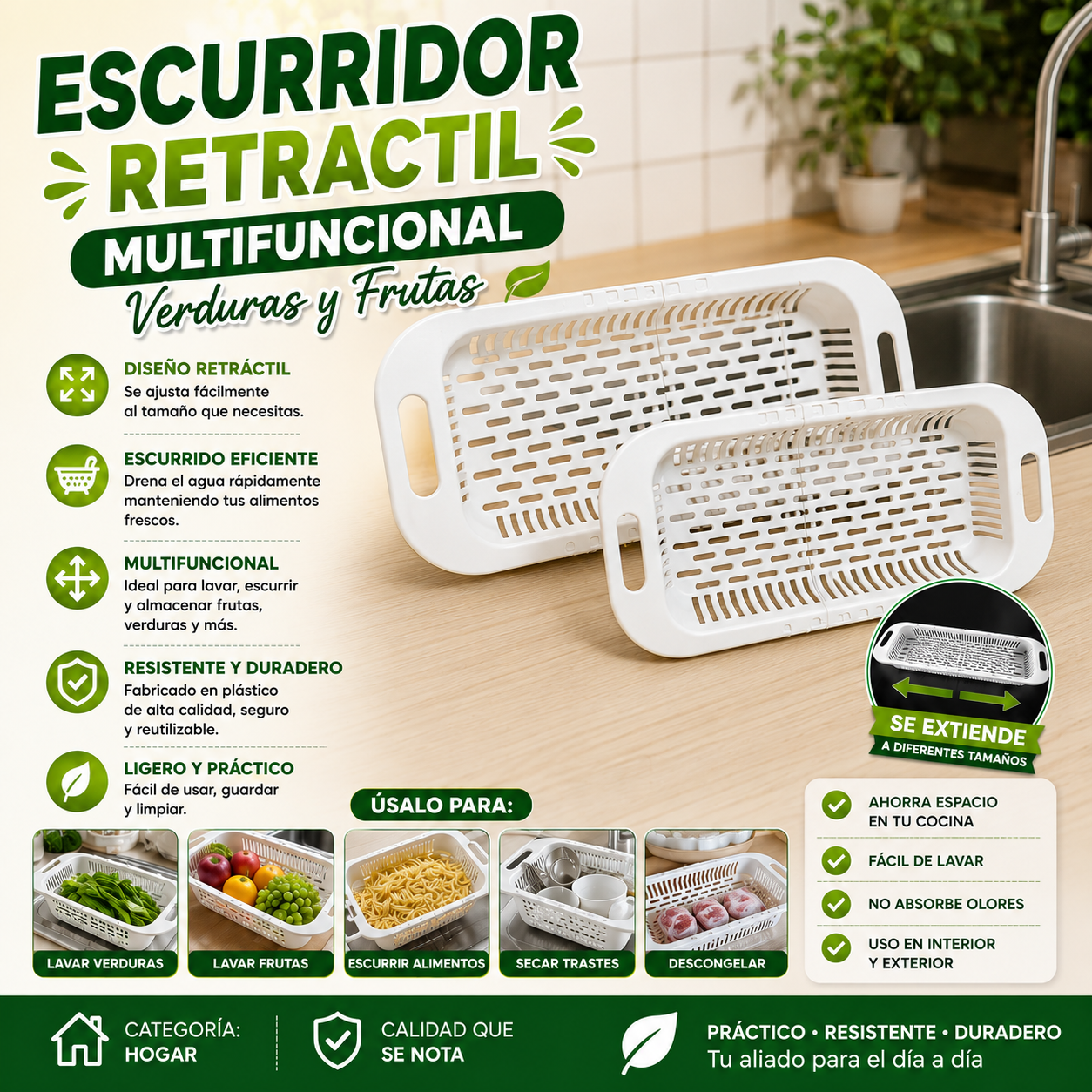 Escurridor Retractil Multifuncional
