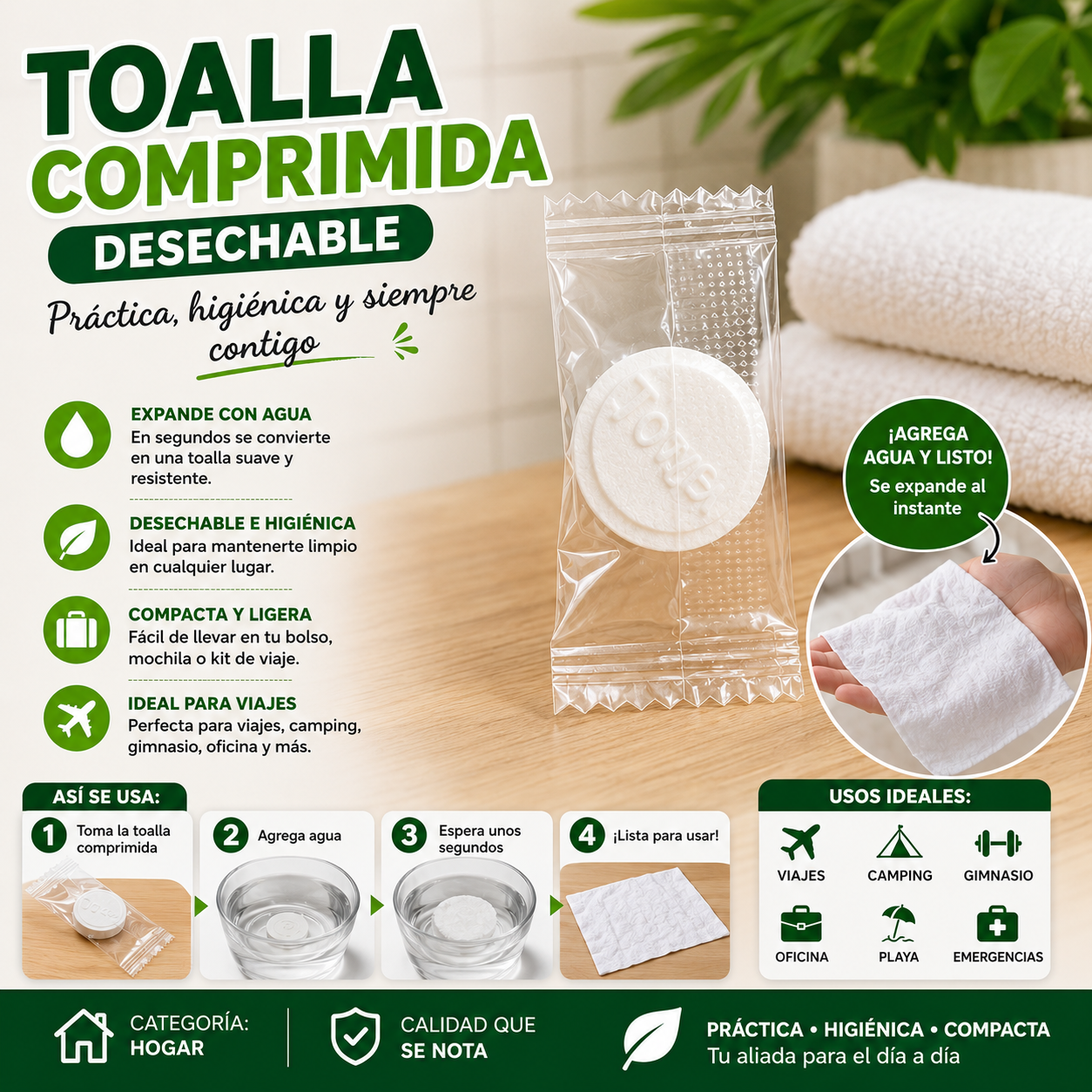 Toalla Comprimida Desechable