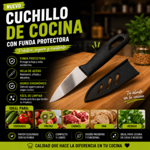 CUCHILLO DE COCINA CON FUNDA PROTECTORA