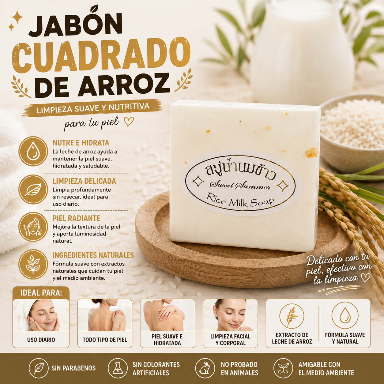 ✨ Jabon Cuadrado de Arroz ✨