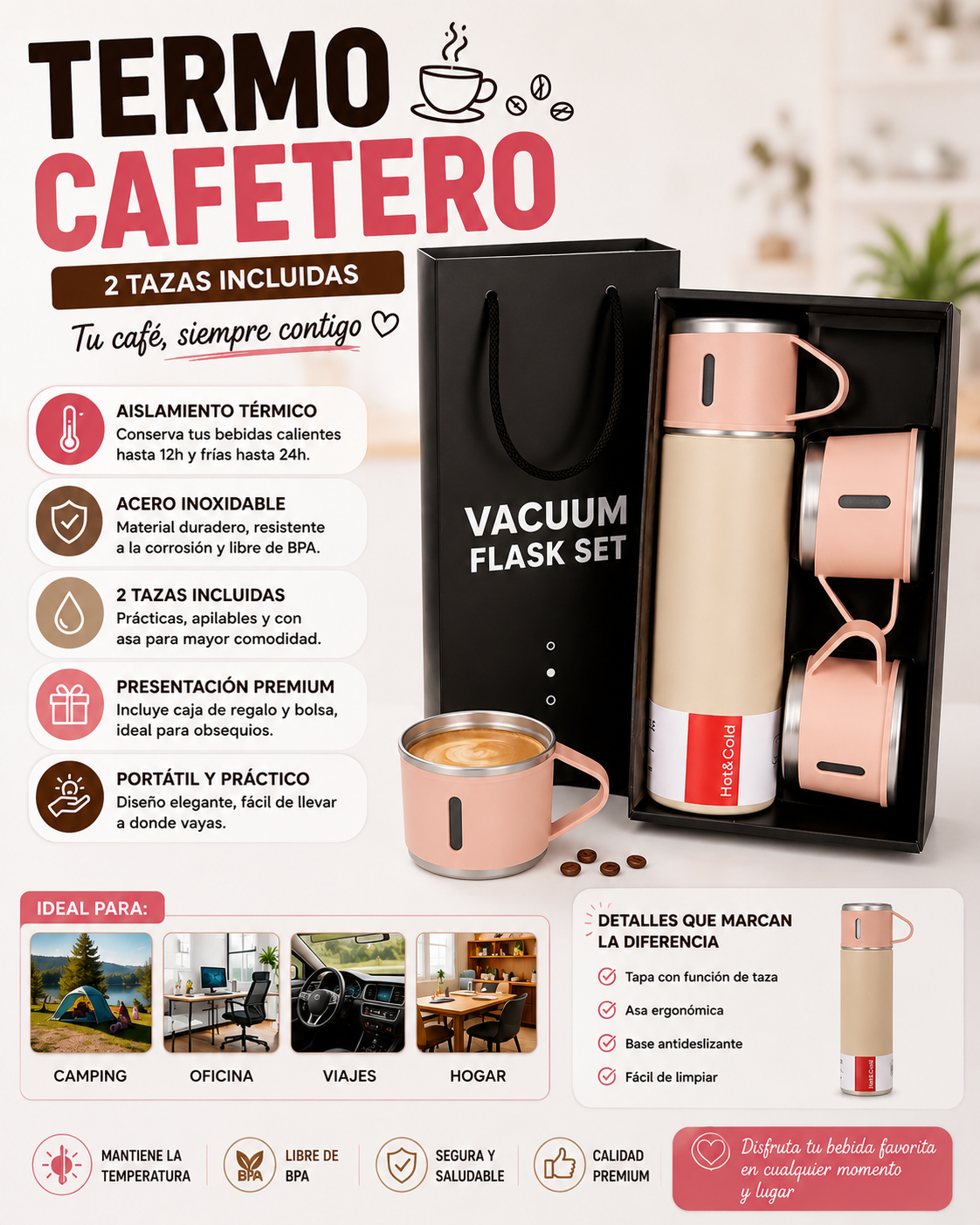 Termo Cafetero 2 Tazas Incluidas