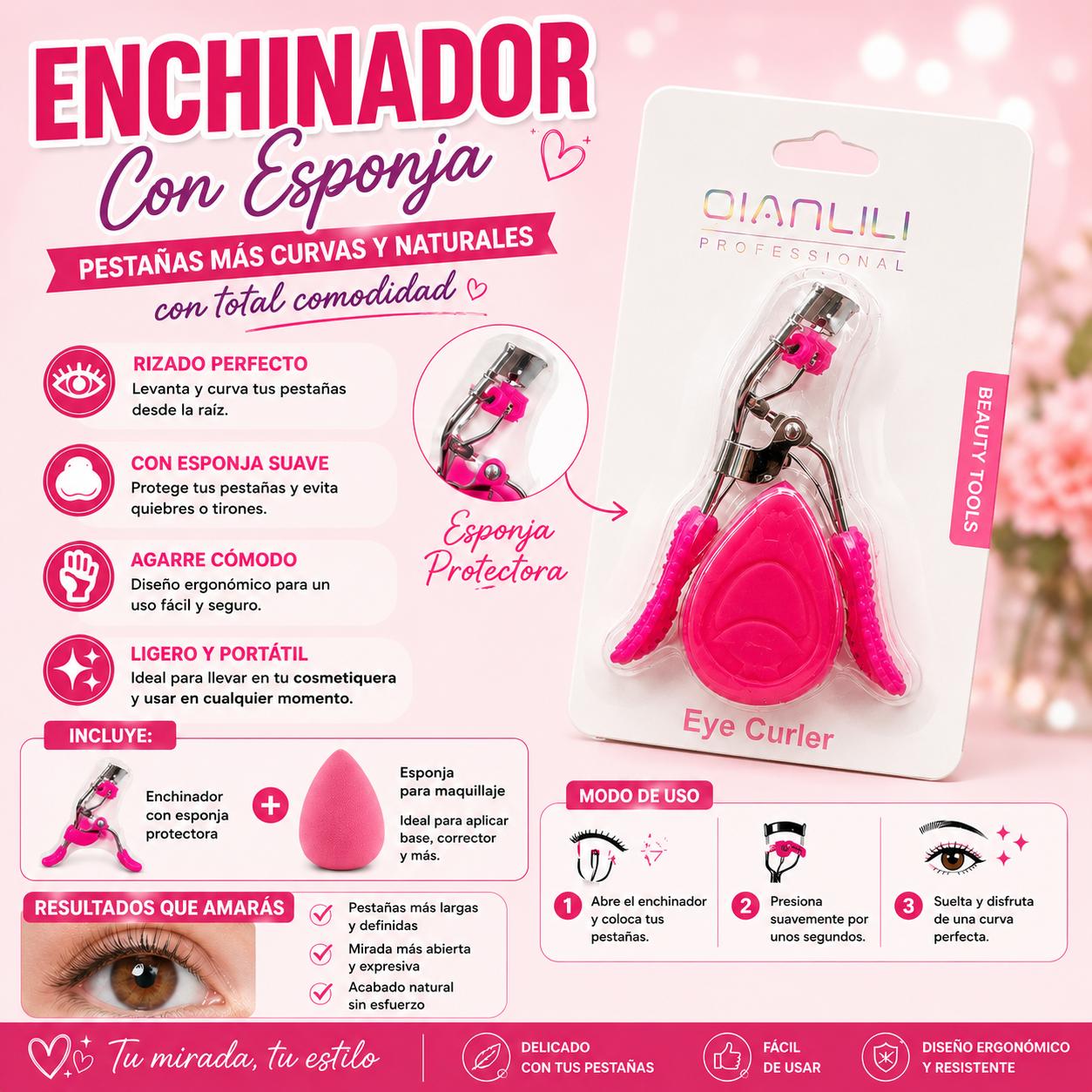 Enchinador + Esponja De Maquillaje