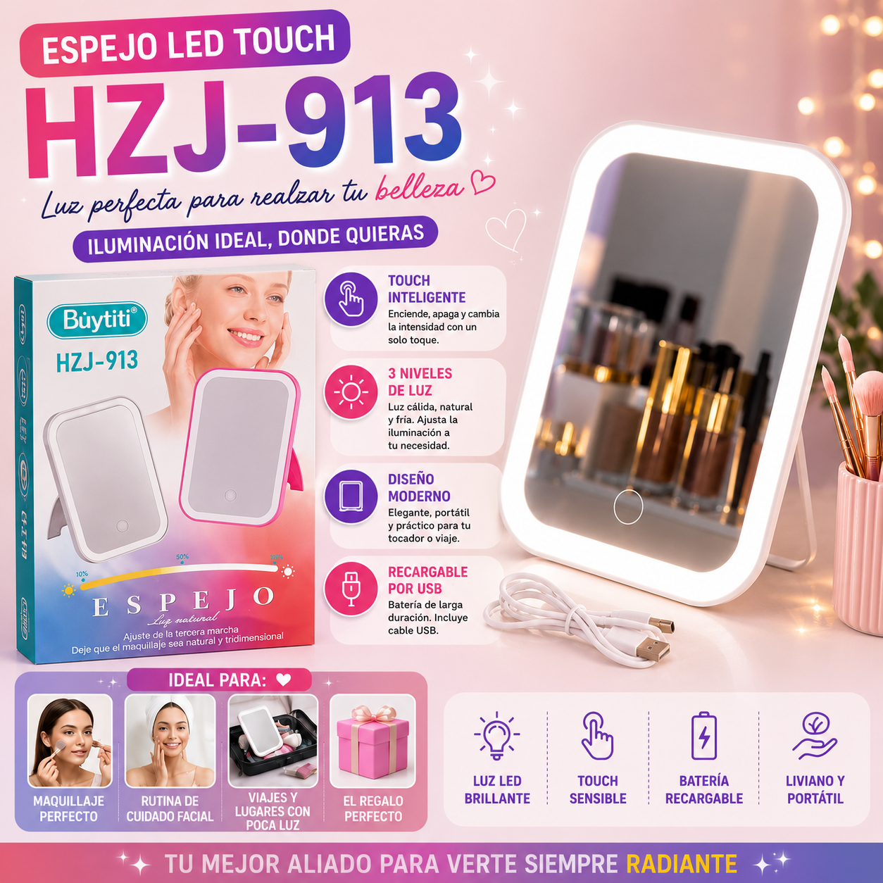 Espejo Led Touch Hzj913