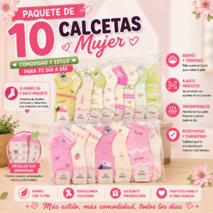 Paquete De 10 Calcetas Mujer