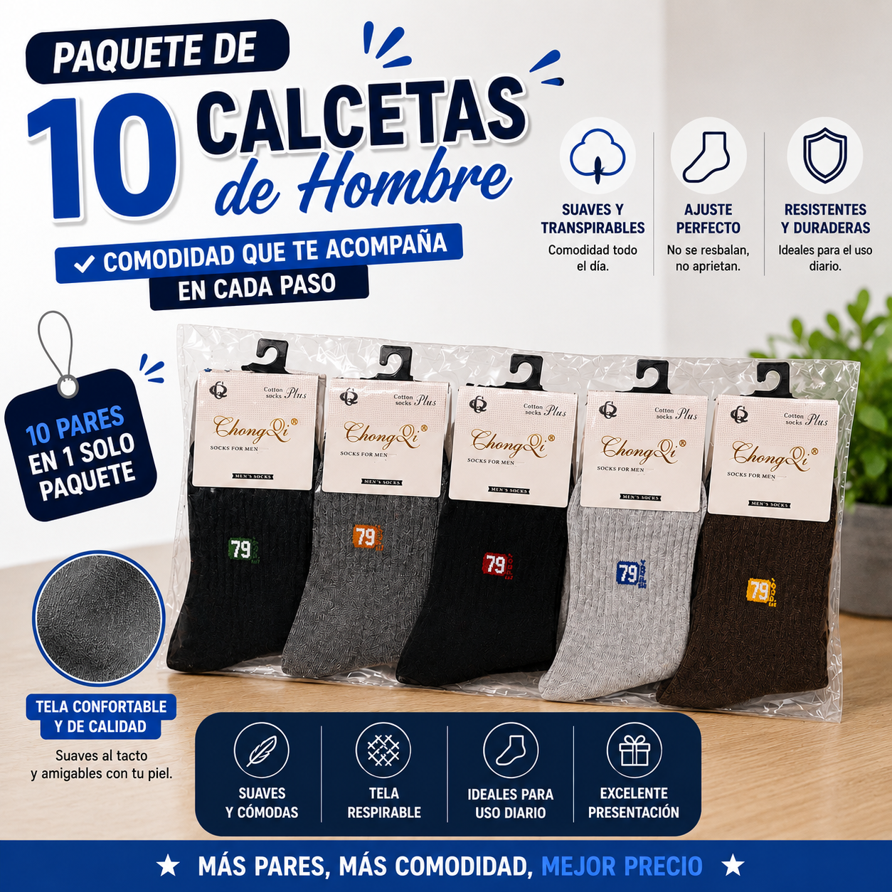 Paquete De 10 Calcetas De Hombre