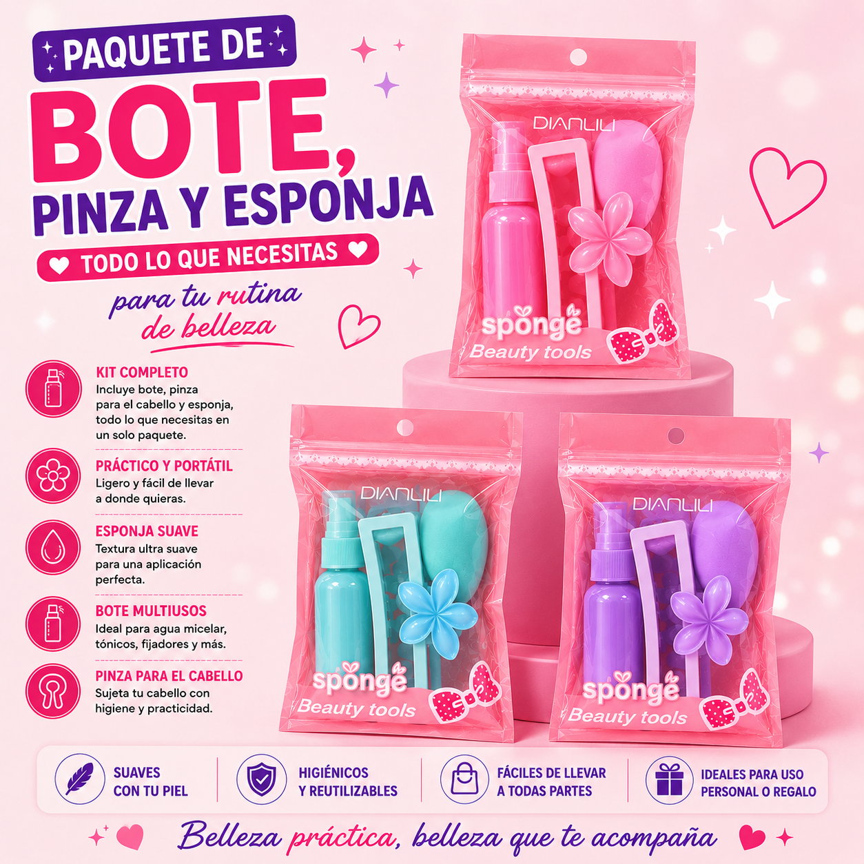 Paquete De Bote Pinza Y Esponja Oianlili