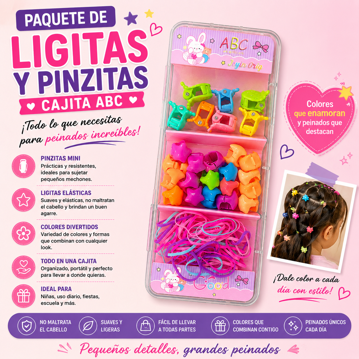 Paquete De Ligitas Y Pinzitas Cajita Abc