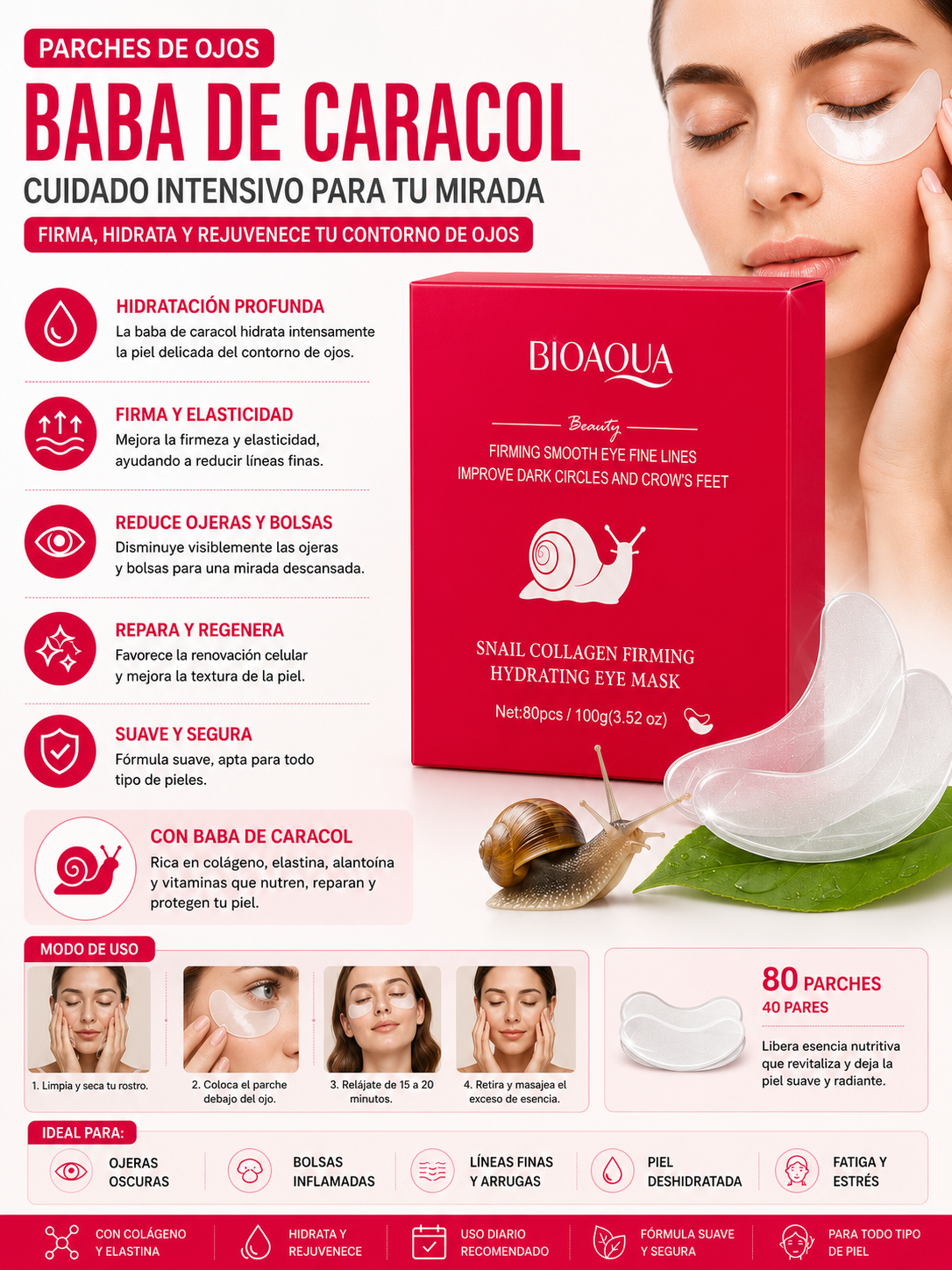 Parches De Ojos Baba De Caracol