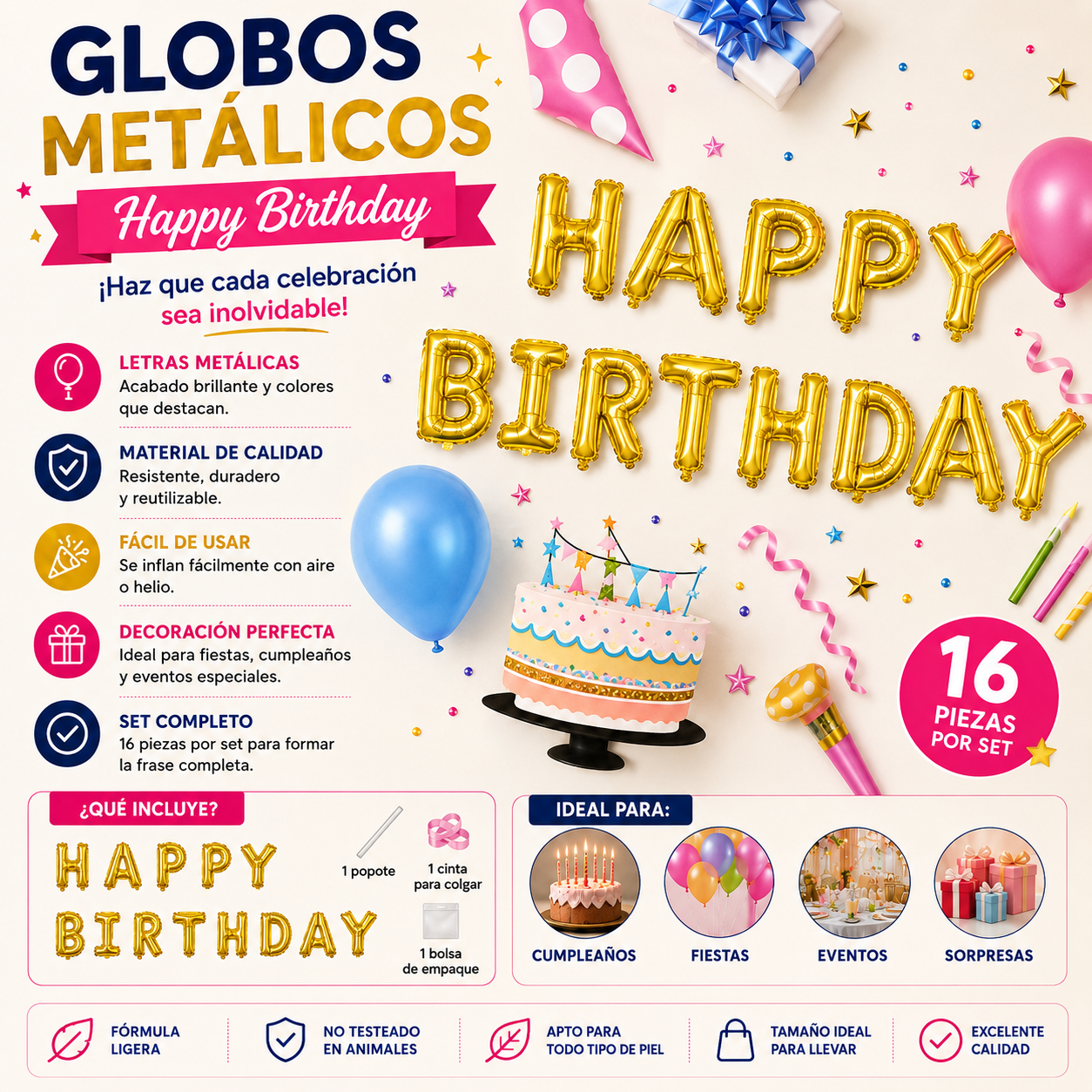 Globos Metalicos Happy Birthday