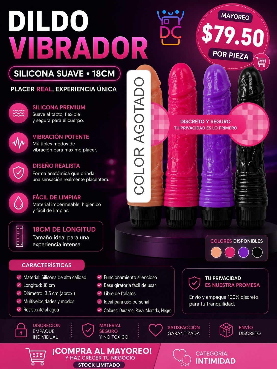 Dildo Vibrador Silicon 18cm