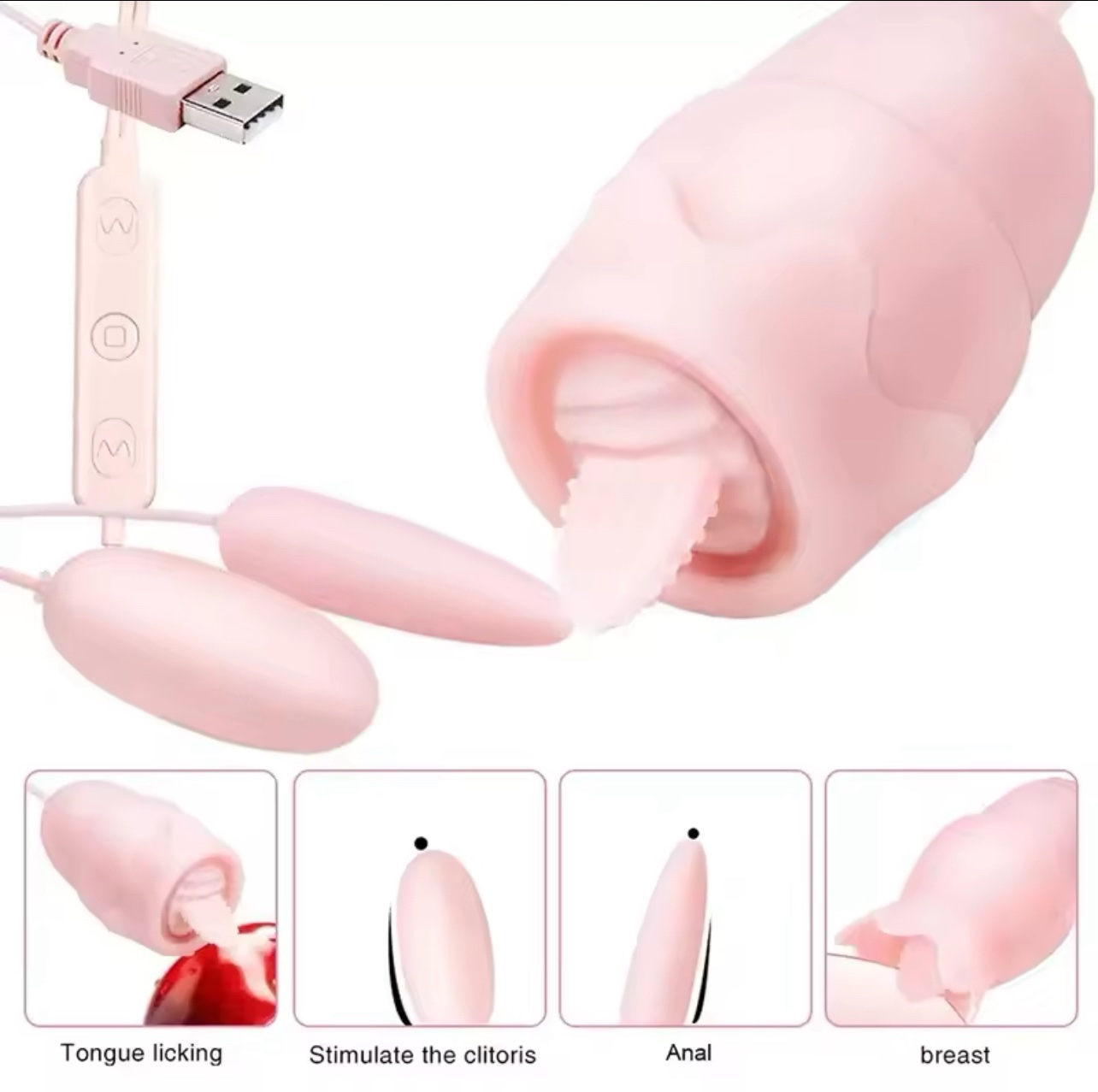 Masturbador Rosa Con Lengua Y Con Balas Doble - Imagen 2