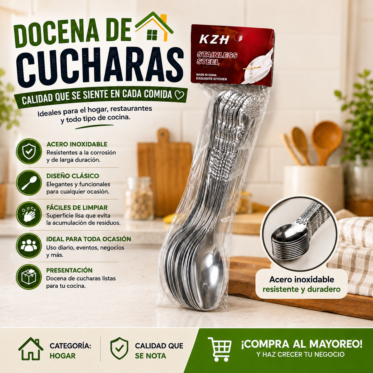 DOCENA CUCHARA METAL