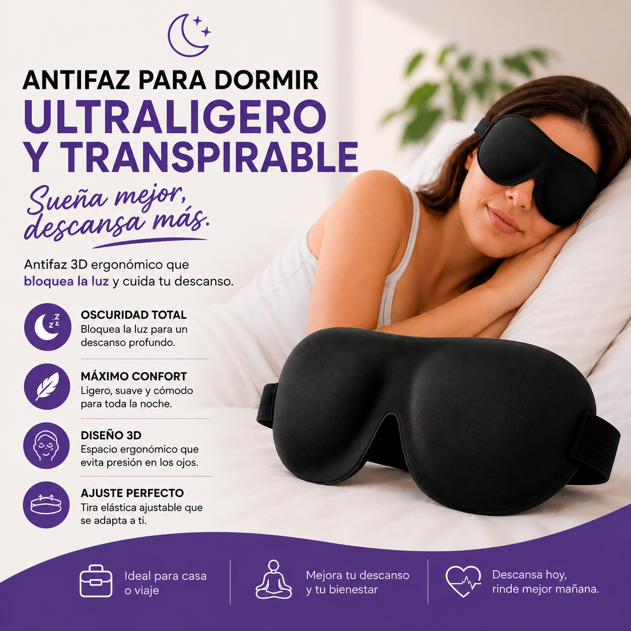 Antifaz para Dormir Ultraligero y Transpirable