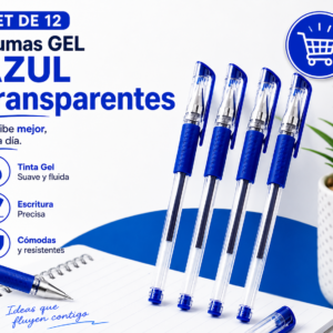 Set De 12 Plumas GEL Azul