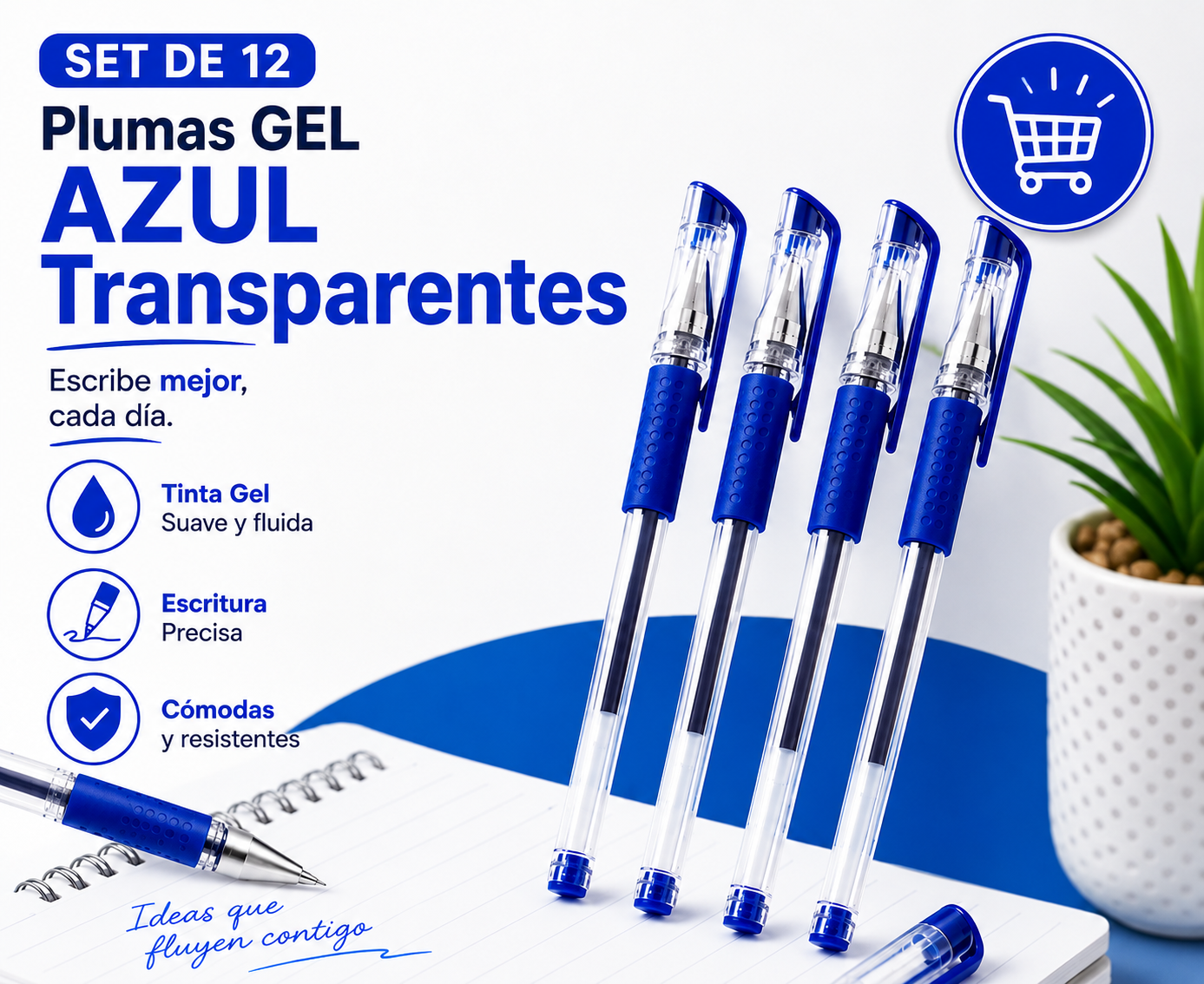 Set De 12 Plumas GEL Azul