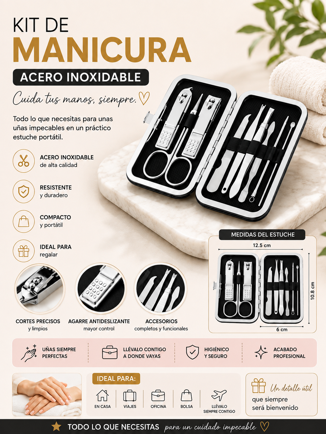 Kit De Manicura Acero Inoxidable
