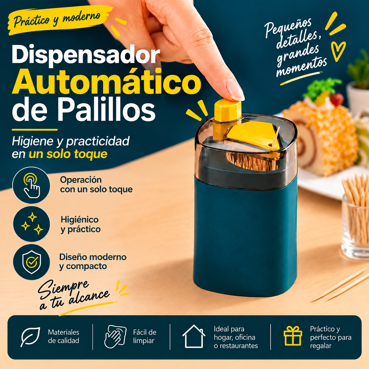 Dispensador Automático de Palillos con Botón
