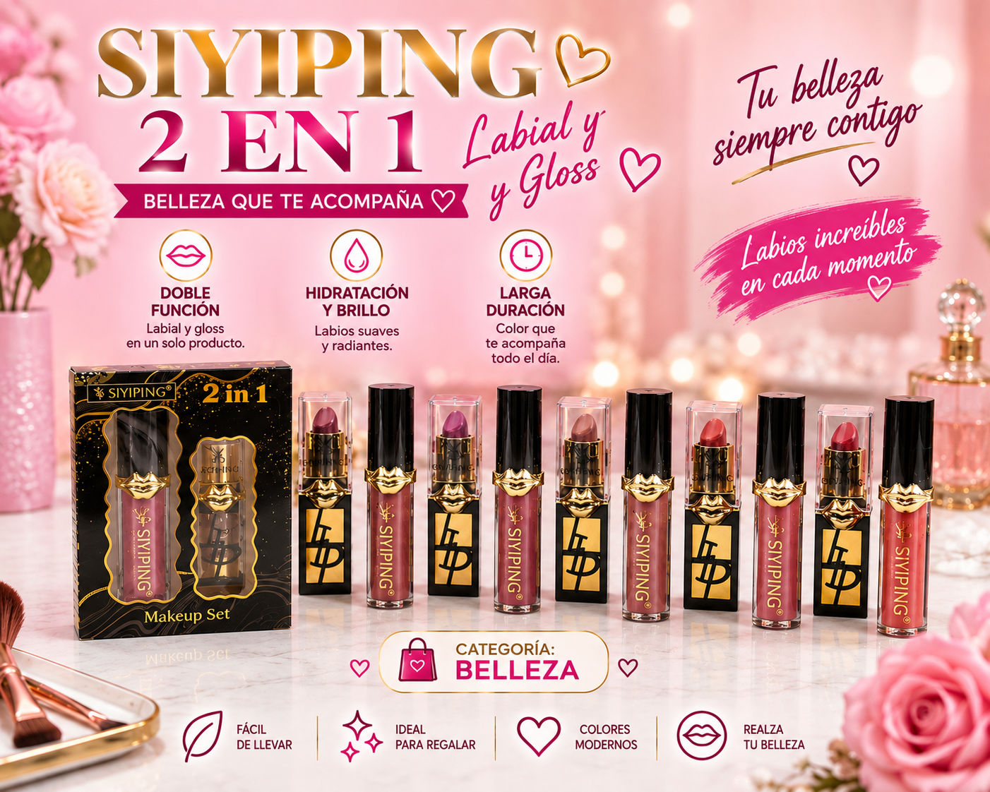 Siyiping 2en1 Labial Y Gloss