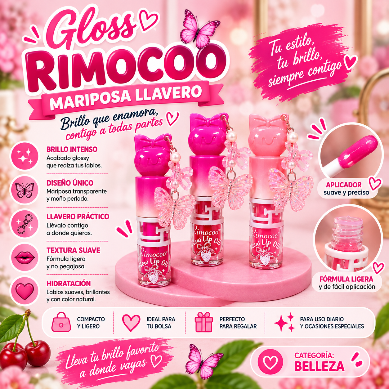 Gloss Rimocoo Mariposa Llavero