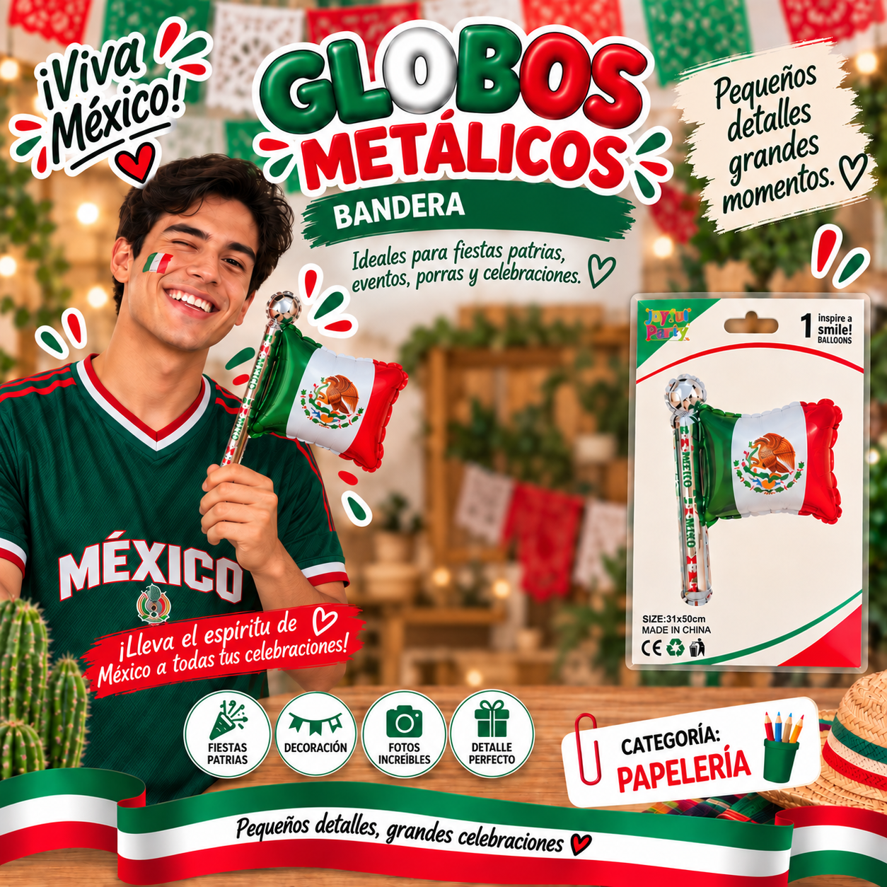 Globo Metalicos Mexico Bandera
