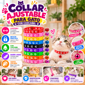 Collar Ajustable para Gato con Cascabe