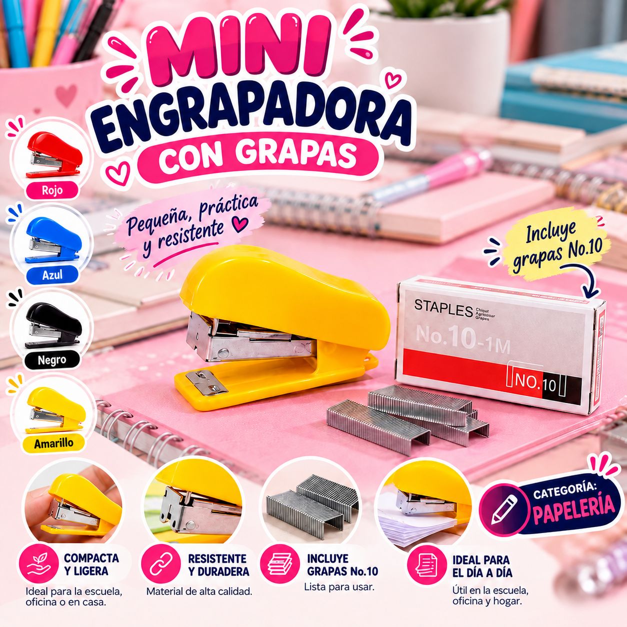 Mini Engrapadora con Grapas